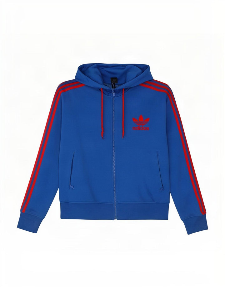 Adidas Pull à capuche zippé pour homme, grand bleu