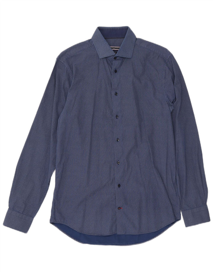 TOMMY HILFIGER Chemise à motif abstrait pour homme Taille 15 1/2 39 Bleu marine moyen