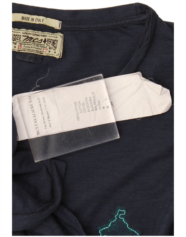 MARLBORO CLASSICS Haut Graphique Homme Manches Longues Bleu Marine Moyen Coton