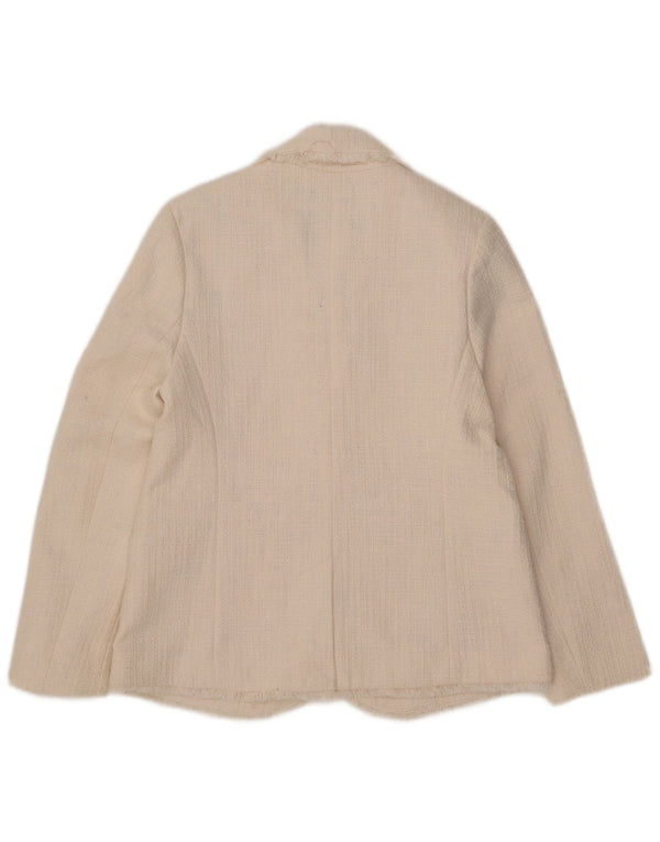 John Lewis Veste blazer à 1 bouton pour femme UK 10 Petit coton blanc