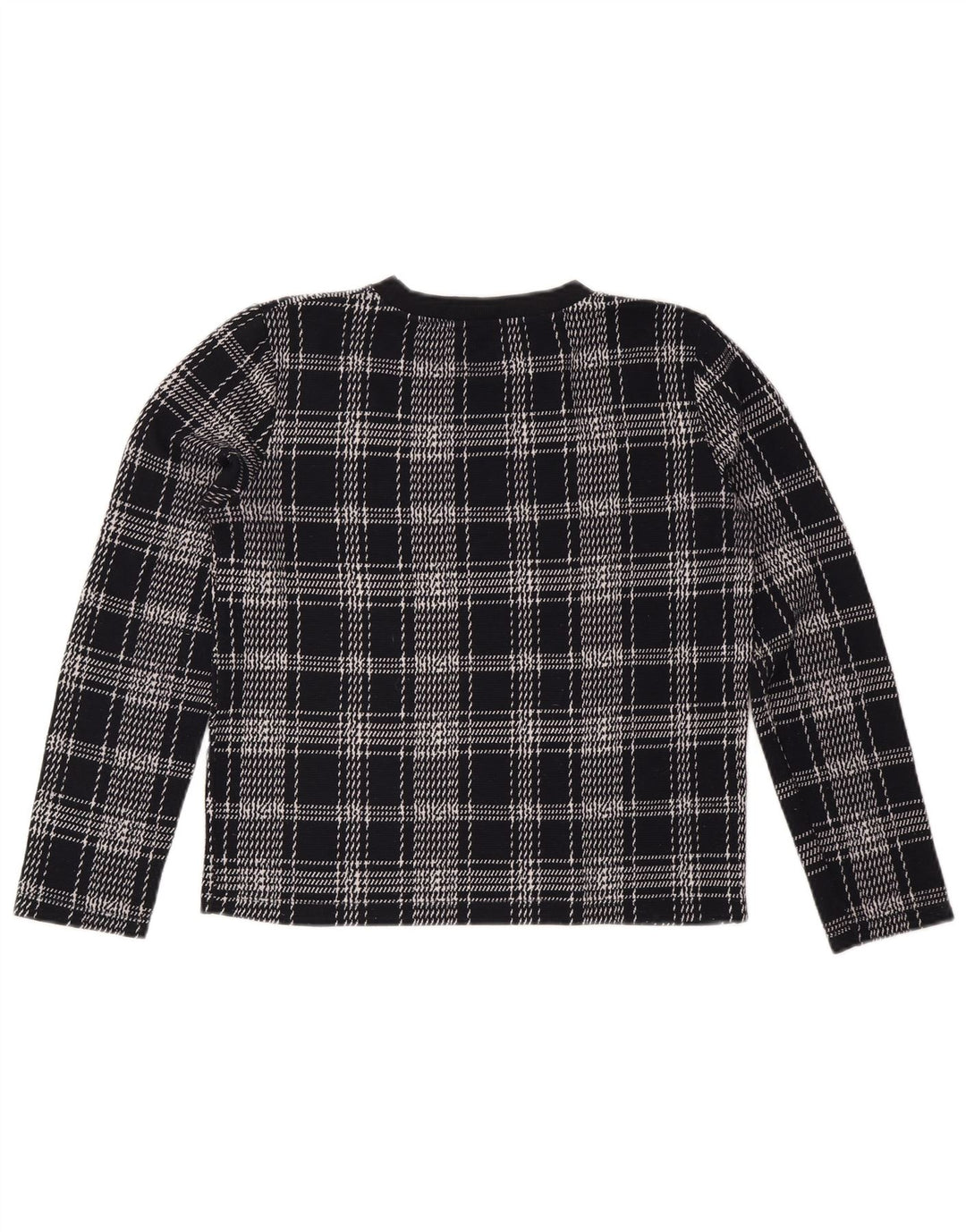 ZARA Femme Sweatshirt Jumper UK 14 Medium Navy Blue Check