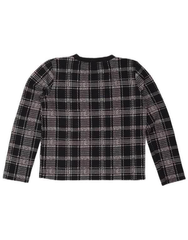 ZARA Femme Sweatshirt Jumper UK 14 Medium Navy Blue Check