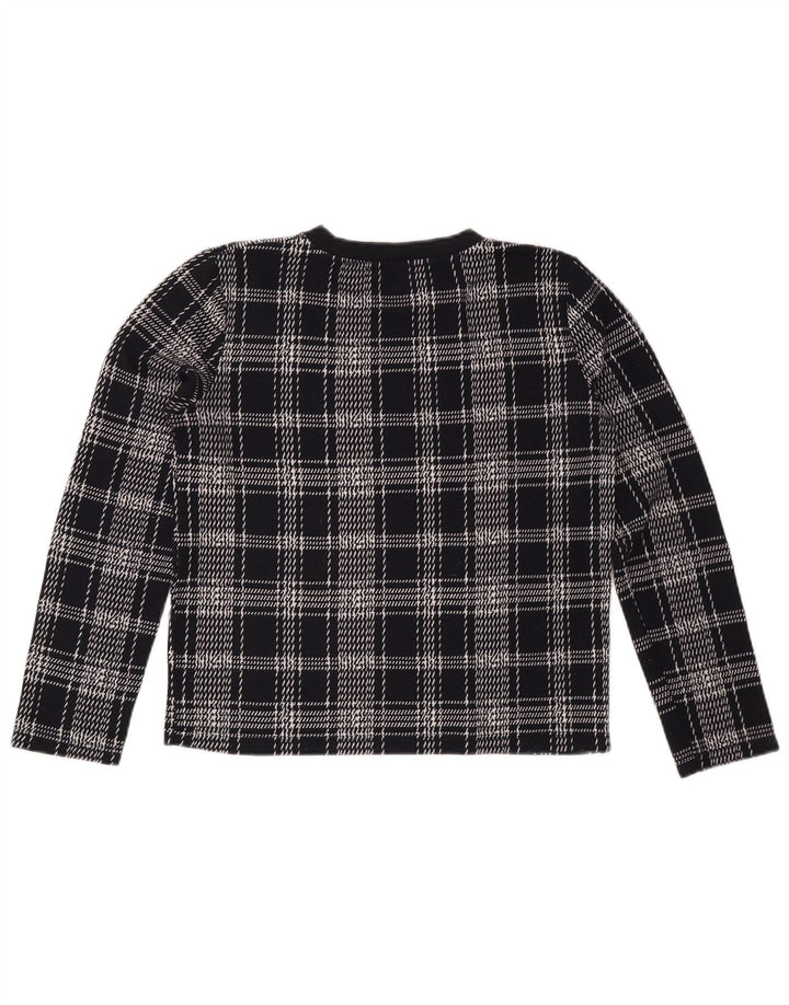 ZARA Femme Sweatshirt Jumper UK 14 Medium Navy Blue Check