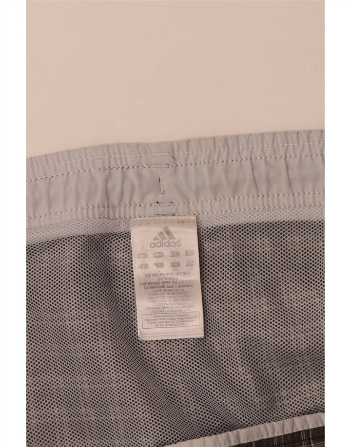 Adidas Short de bain pour homme en polyester à carreaux kaki grand format