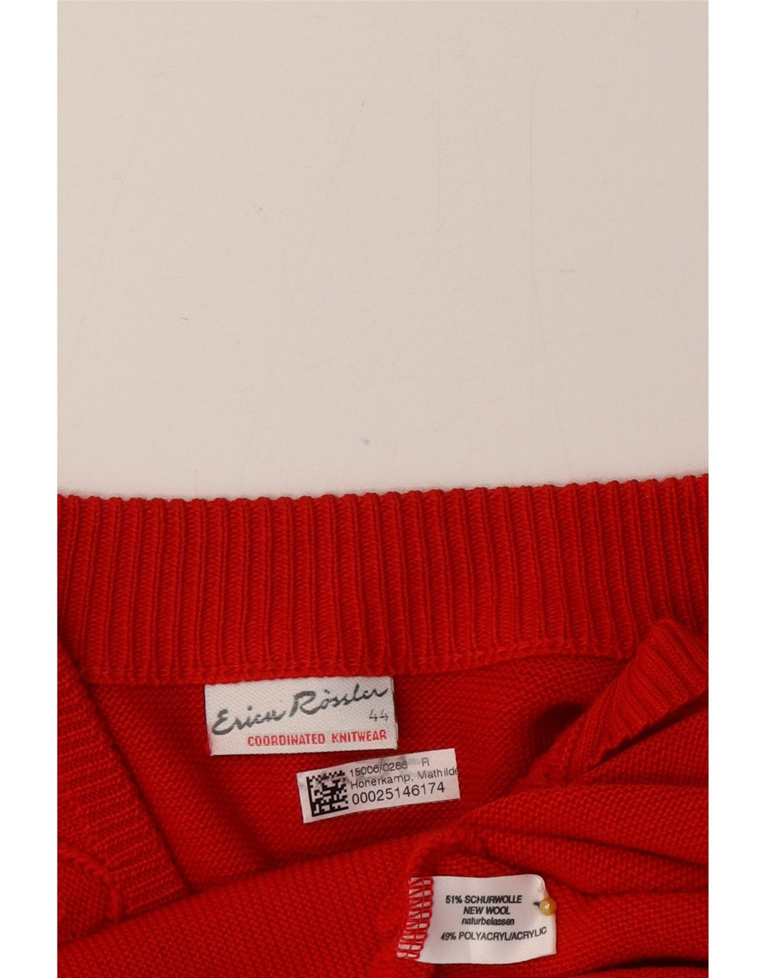 vintage Femme Cardigan Pull EU 44 XL Laine Rouge