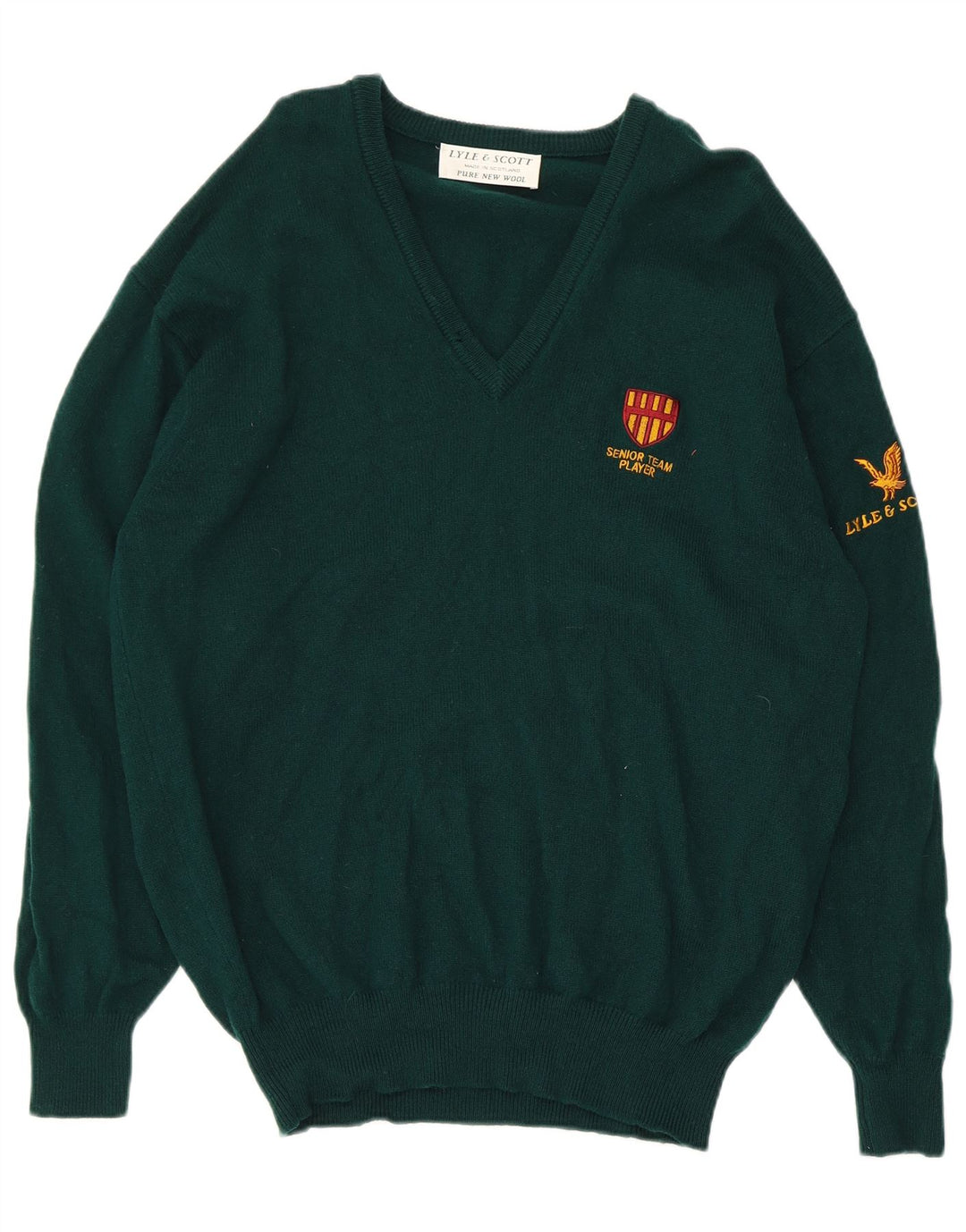 Lyle & Scott Pull Col V Homme Vert Moyen Laine Vierge