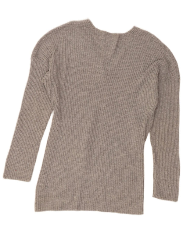 Topshop Pull col V pour femme UK 12 Gris moyen Acrylique