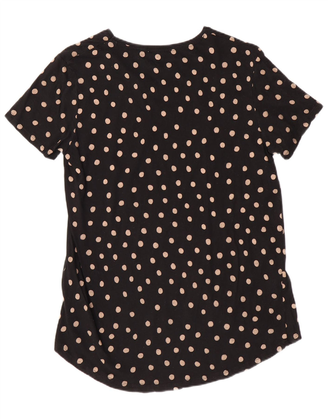 ZARA Femme T-Shirt Top UK 10 Petit Coton Noir À Pois