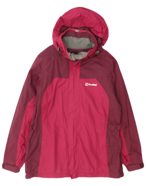Berghaus Veste de pluie à capuche pour femme UK 14 Large Bordeaux Colourblock Nylon