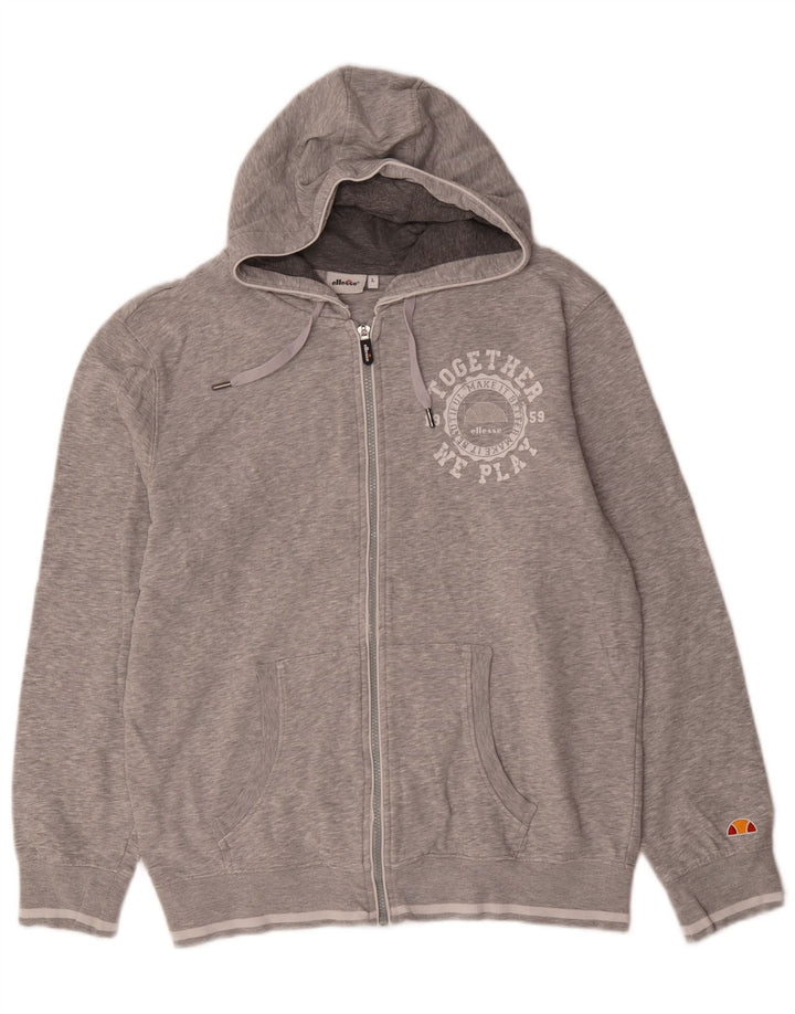 Ellesse Pull à capuche zippé graphique pour hommes, grand coton gris