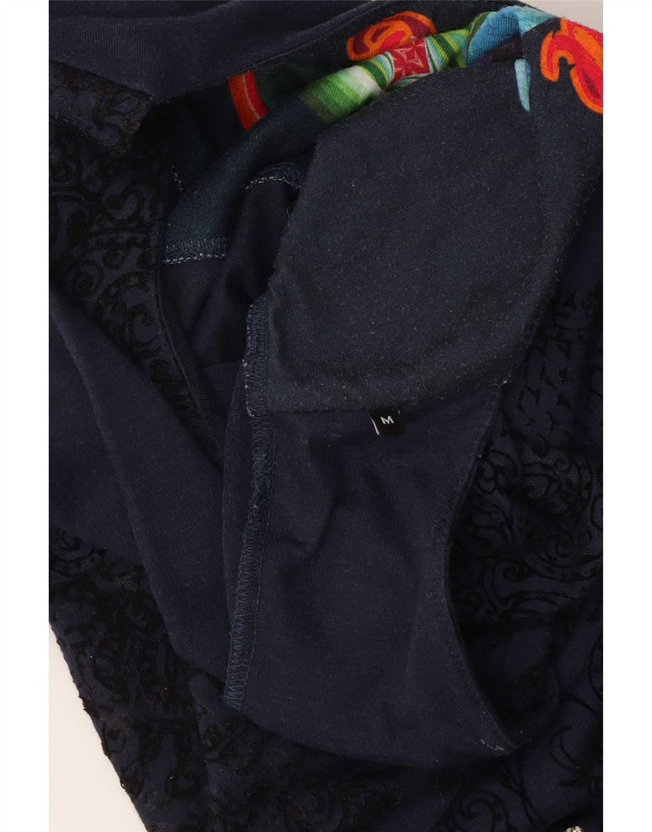 Desigual Robe droite graphique à manches longues pour femme Bleu moyen en viscose florale