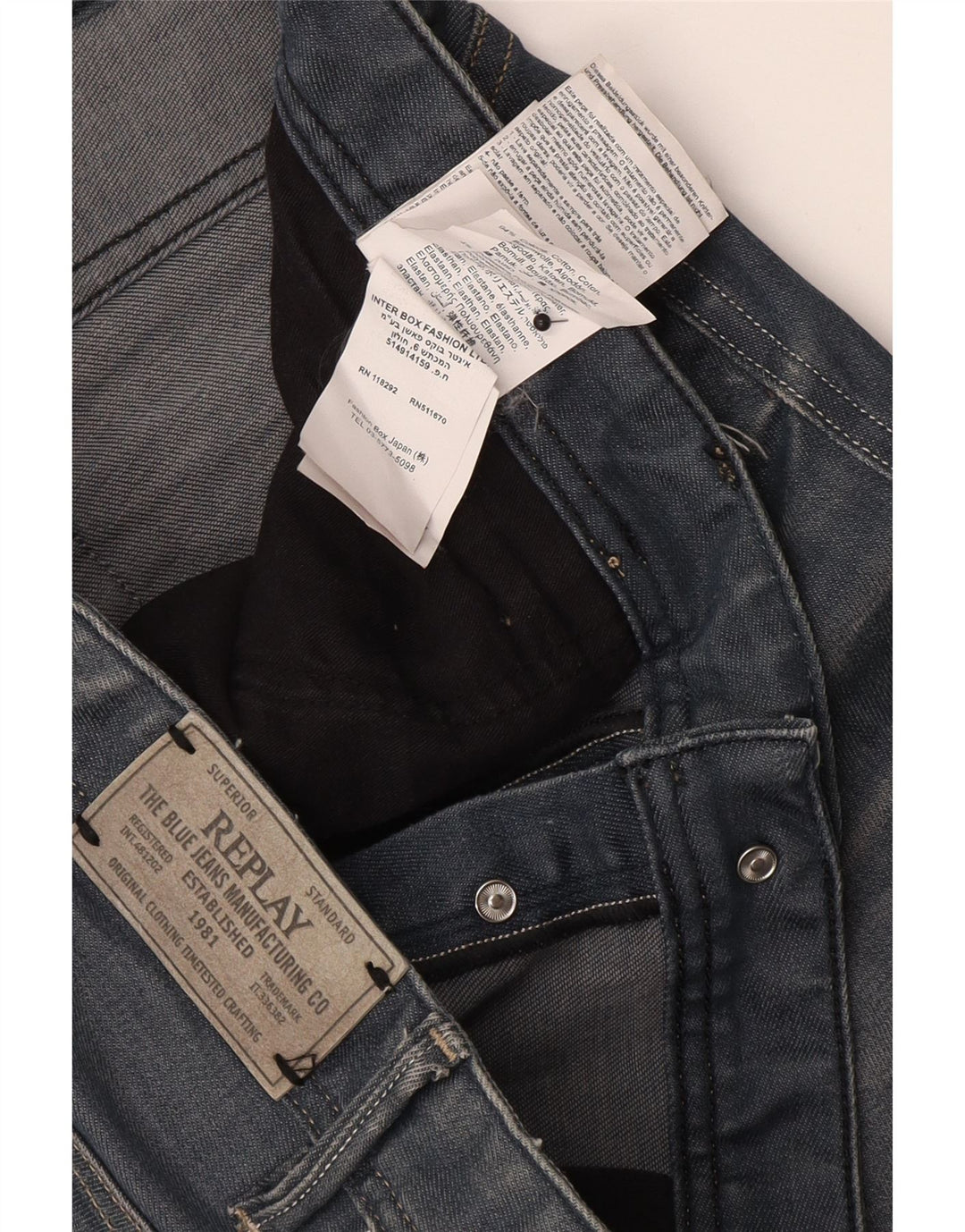 Replay Jean Slim Homme W33 L32 Bleu Coton