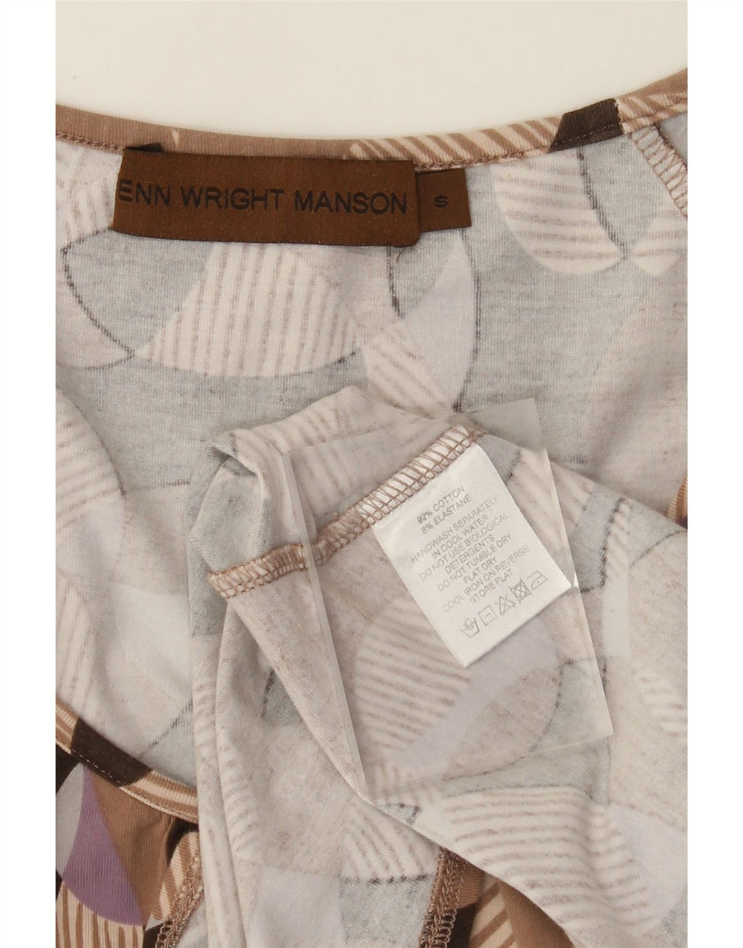 Fenn Wright Manson Robe trapèze pour femme UK 8 Petit coton géométrique beige