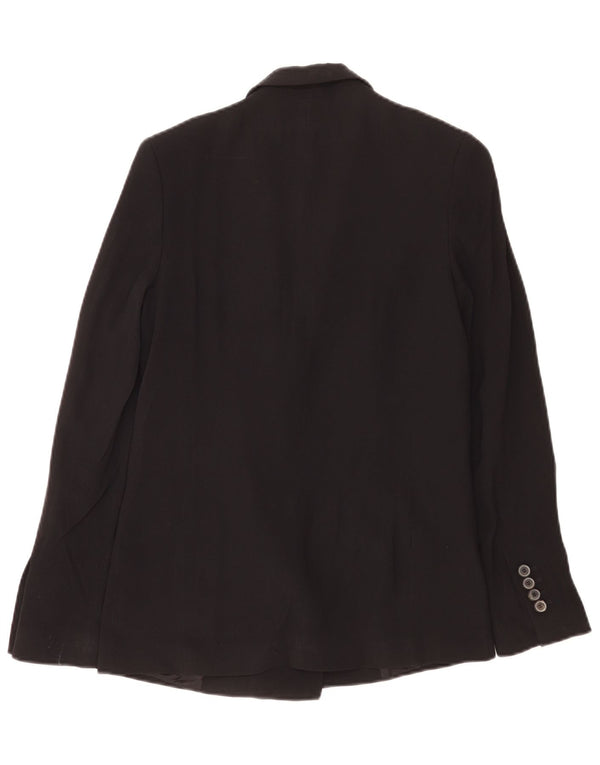Zara Femme Blazer Croisé Veste UK 10 Petit Acétate Noir