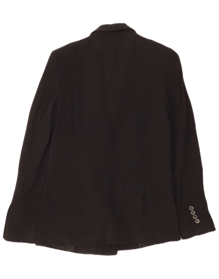 Zara Femme Blazer Croisé Veste UK 10 Petit Acétate Noir