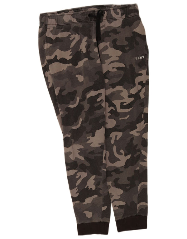 Dkny Pantalon de survêtement pour femme Joggers UK 14 Large Gris Camouflage Coton