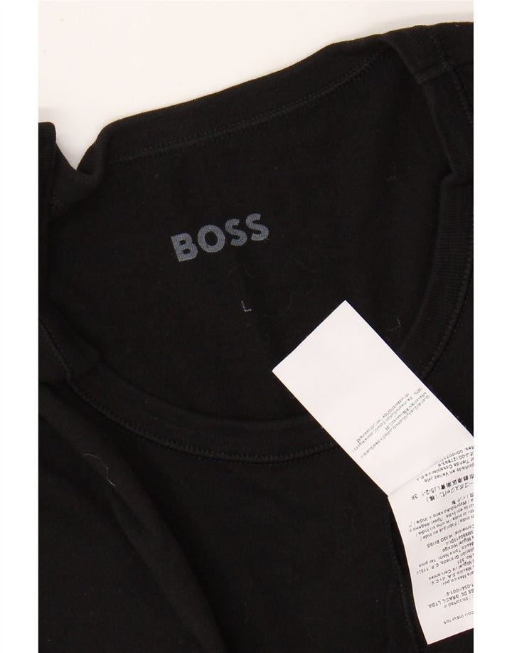 HUGO BOSS Homme T-Shirt Top Large Noir Coton
