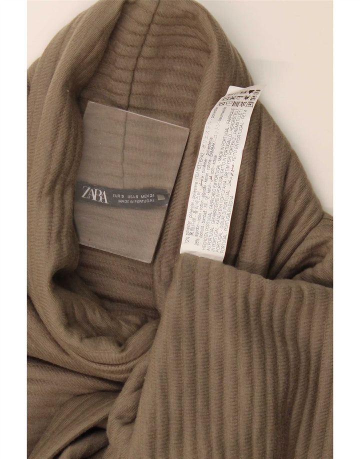 Zara Robe droite surdimensionnée à manches 3/4 pour femme UK 10 Petit Kaki Polyester