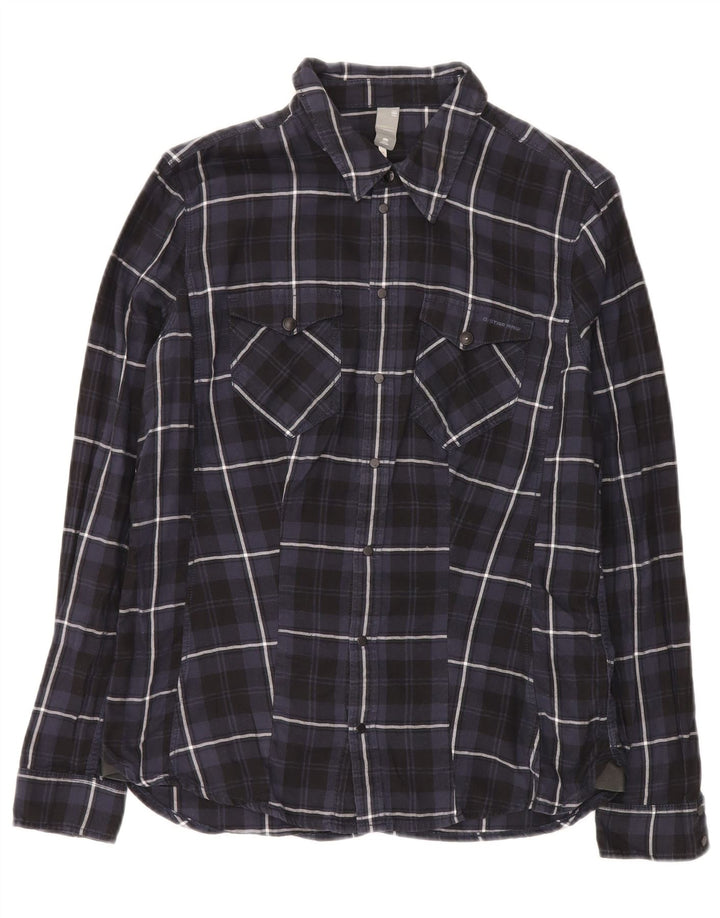 G-STAR Chemise en Flanelle à Carreaux Homme Bleu Marine Moyen à Carreaux en Coton