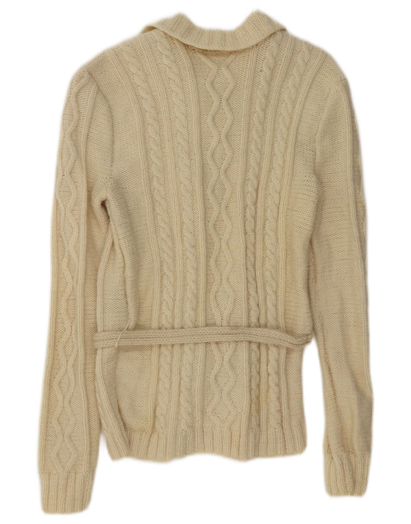 vintage Femme Cardigan Pull UK 14 Beige Moyen