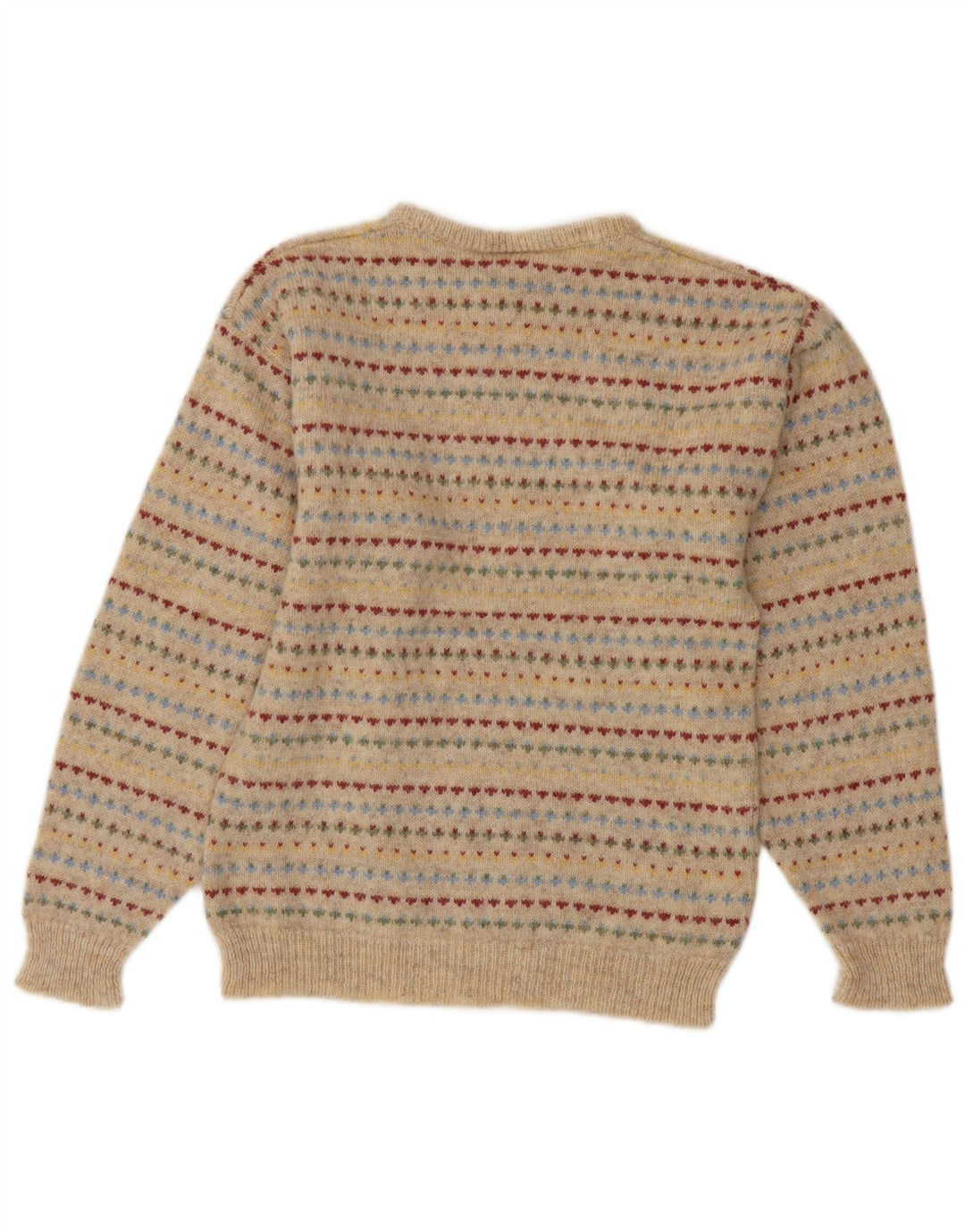 LAURA ASHLEY Pull à col rond pour femme UK 10 Petit Beige Fair Isle