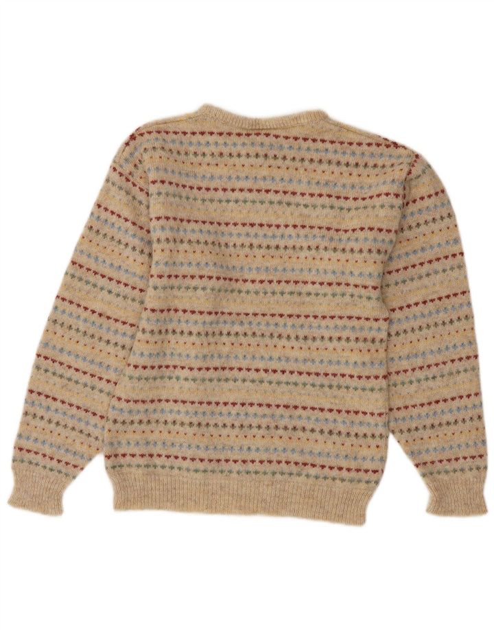LAURA ASHLEY Pull à col rond pour femme UK 10 Petit Beige Fair Isle