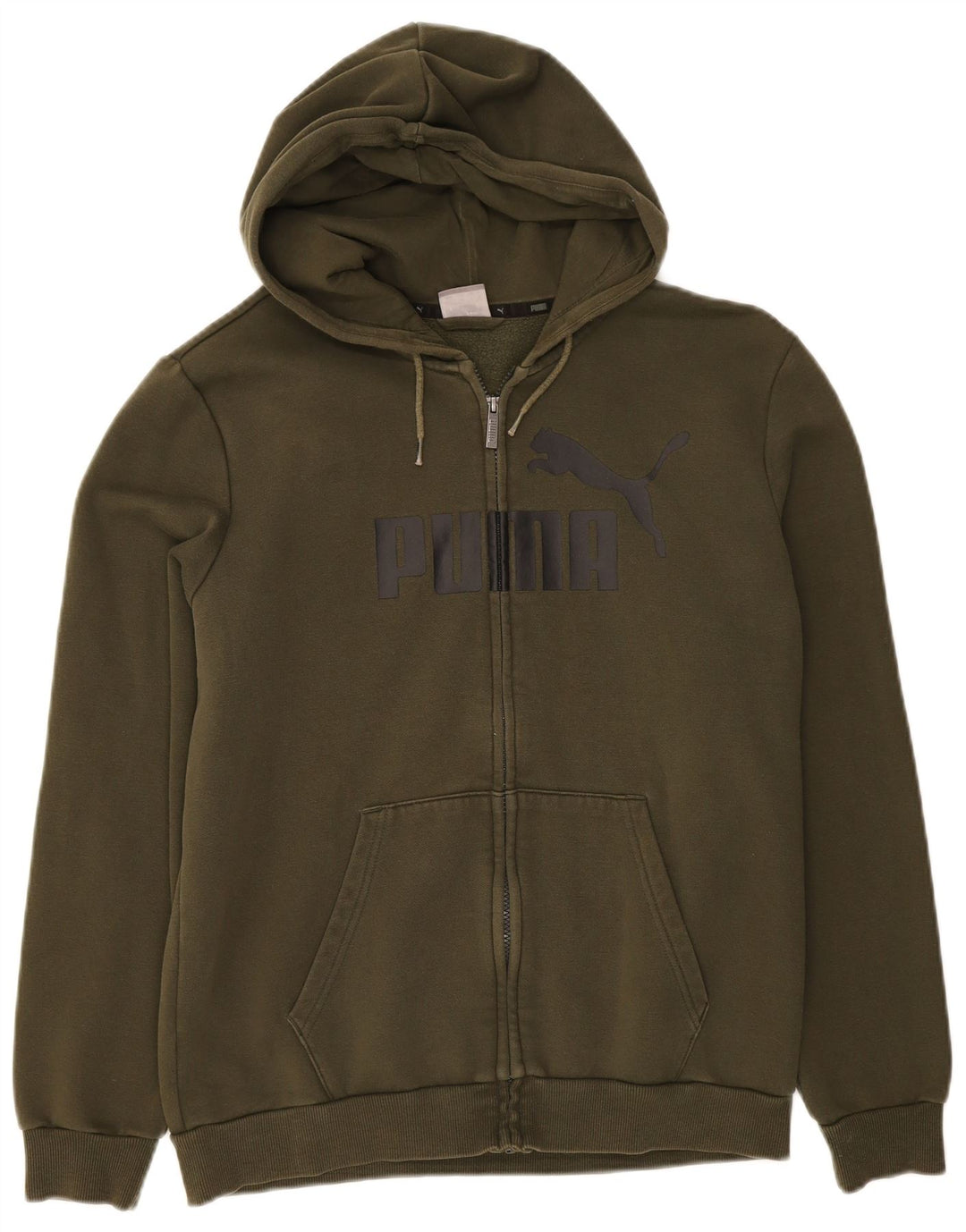 PUMA Mens Graphic Zip Hoodie Sweater Medium Khaki Cotton