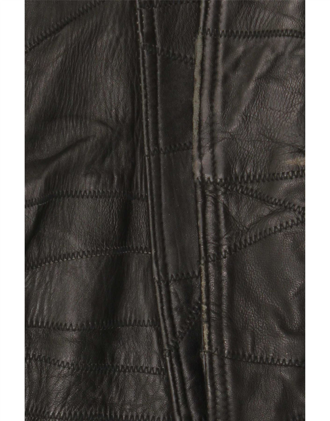 veste en cuir graphique homme vintage UK 40 Grand patchwork noir