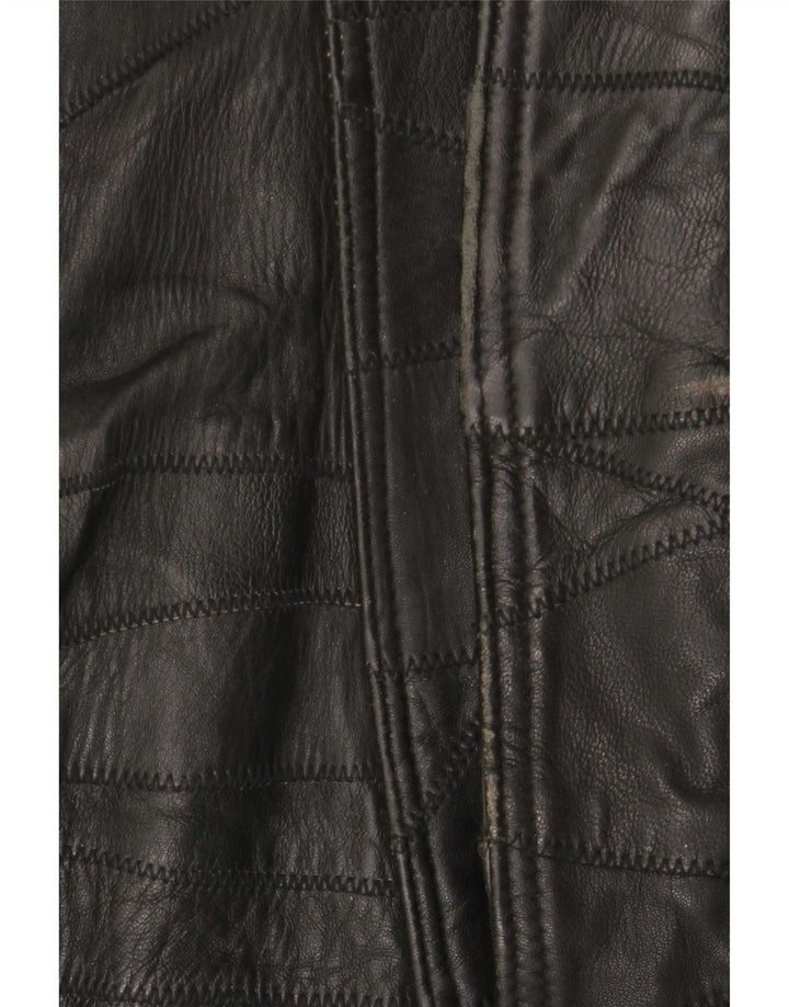 veste en cuir graphique homme vintage UK 40 Grand patchwork noir