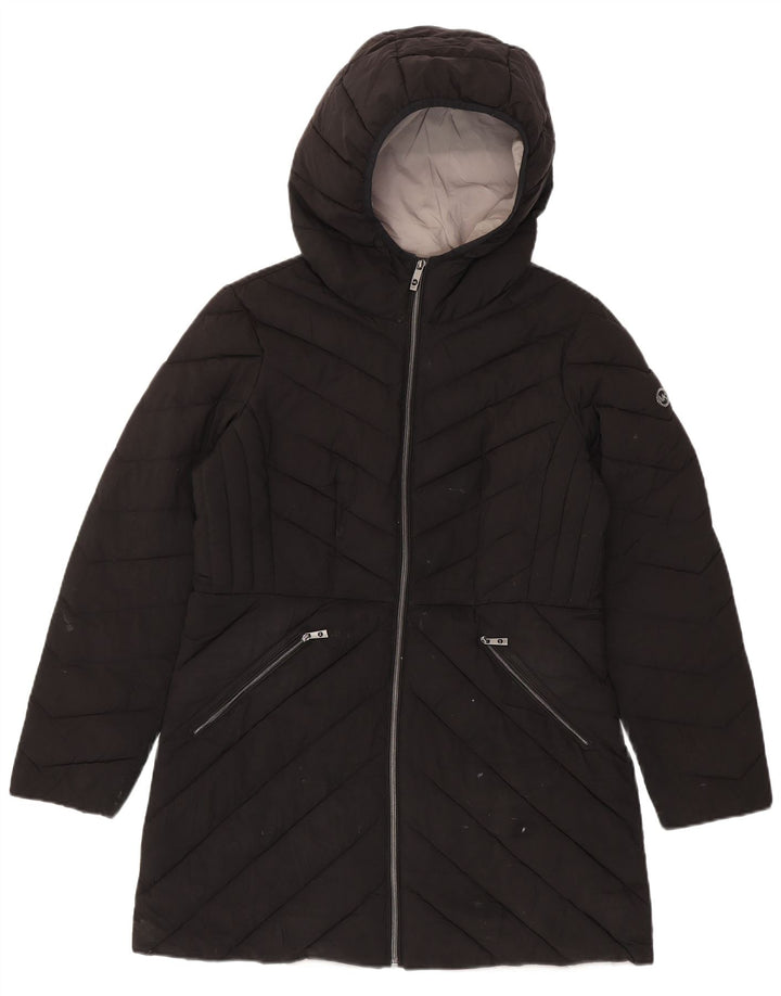 Michael Kors Manteau rembourré à capuche pour femme UK 14 Medium Noir Polyester