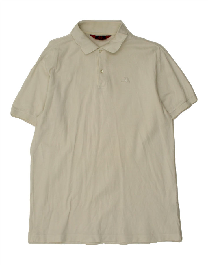 KAPPA Mens Polo Shirt XL White Cotton Vintage Kappa and Second-Hand Kappa from Messina Hembry 