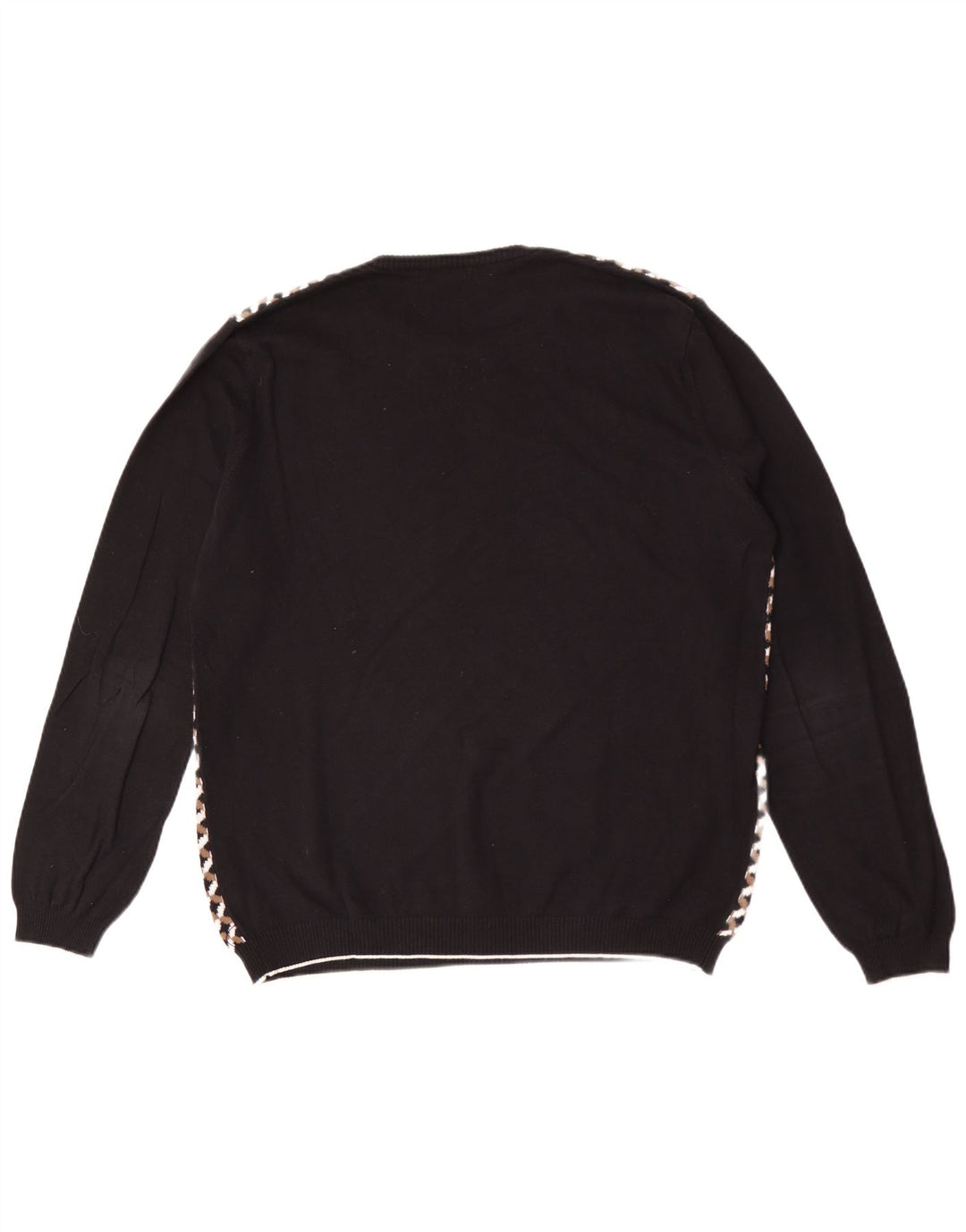 SISLEY Pull col rond homme grand carreaux noirs