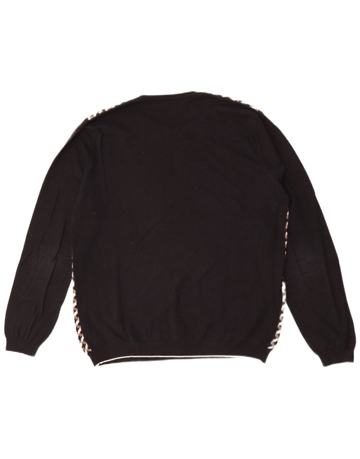 SISLEY Pull col rond homme grand carreaux noirs