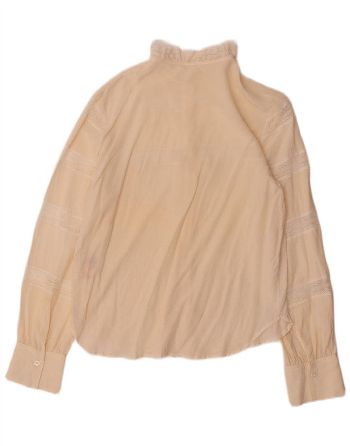 Chemisier chemise femme vintage EU 38 Soie rayée beige moyen