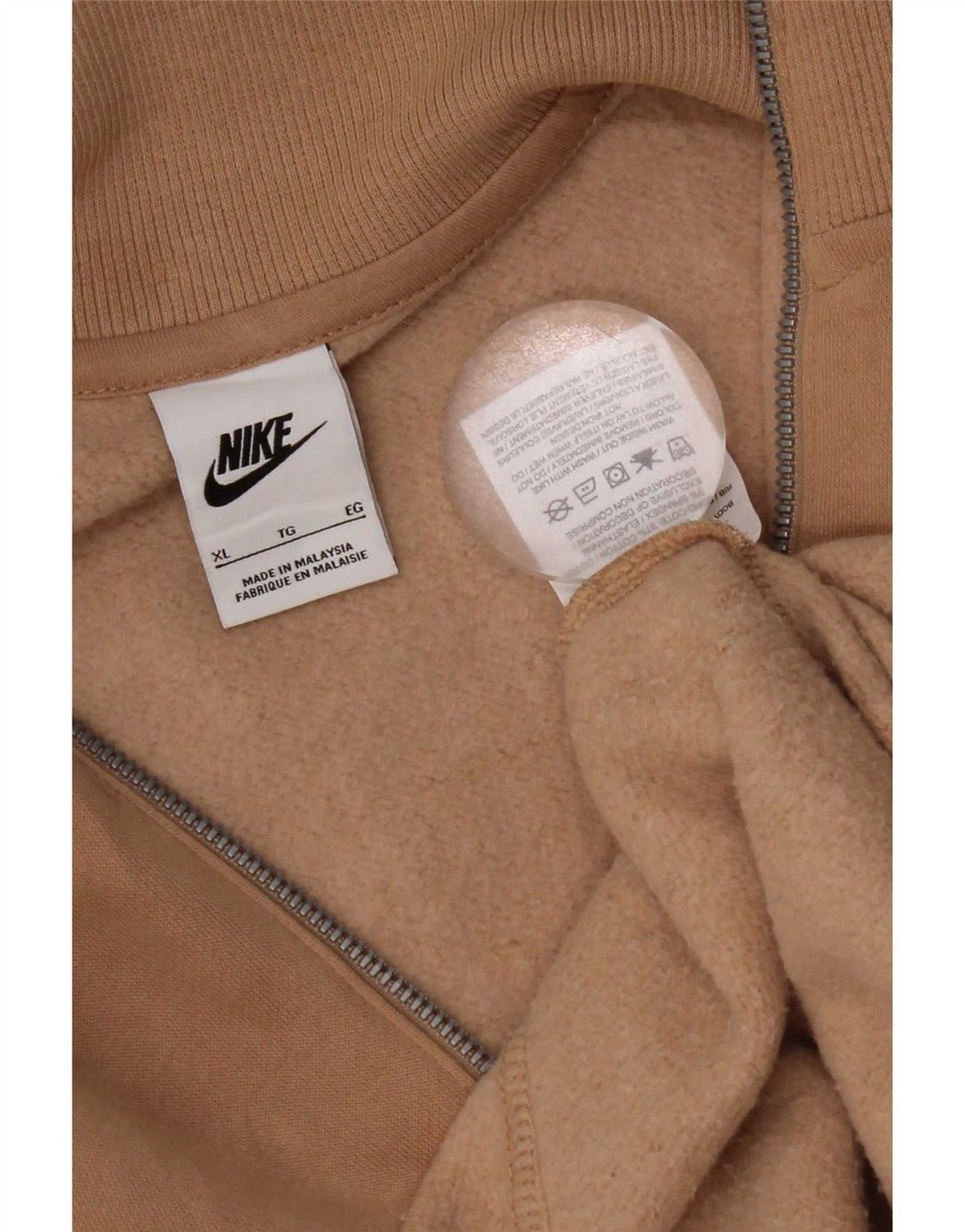 Nike Sweat-shirt à col zippé pour homme XL en coton marron