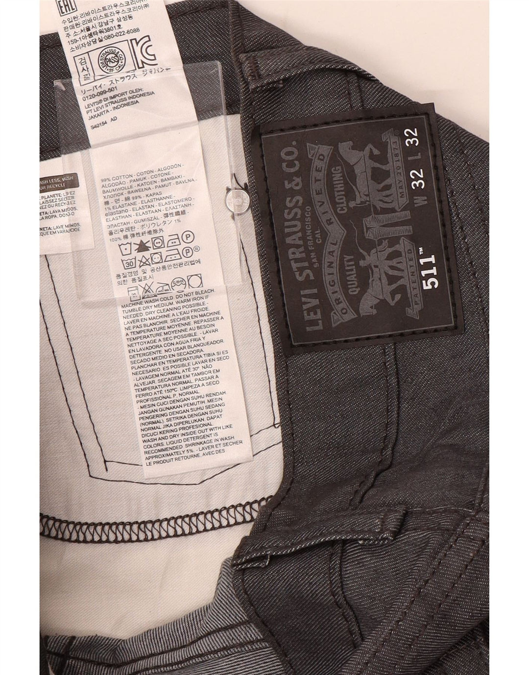 LEVI'S Jean Slim 511 Homme W32 L32 Bleu Marine Coton