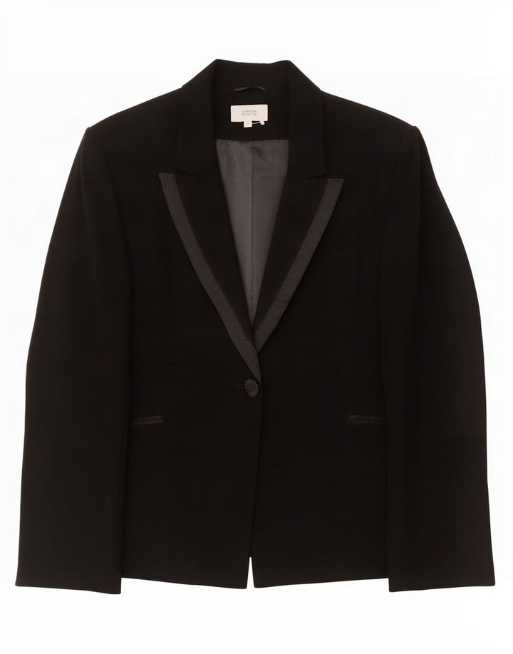 Marks & Spencer Veste Blazer 1 Bouton Femme UK 22 3XL Acétate Noir