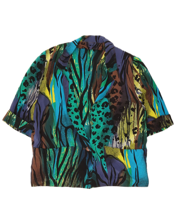 Vintage Womens 1 Button Blazer Jacket UK 18 XL Multicoloured Animal Print