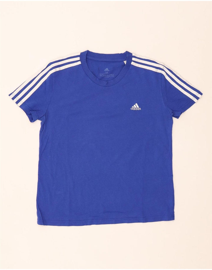ADIDAS T-Shirt Femme UK 12/14 Bleu Moyen Coton