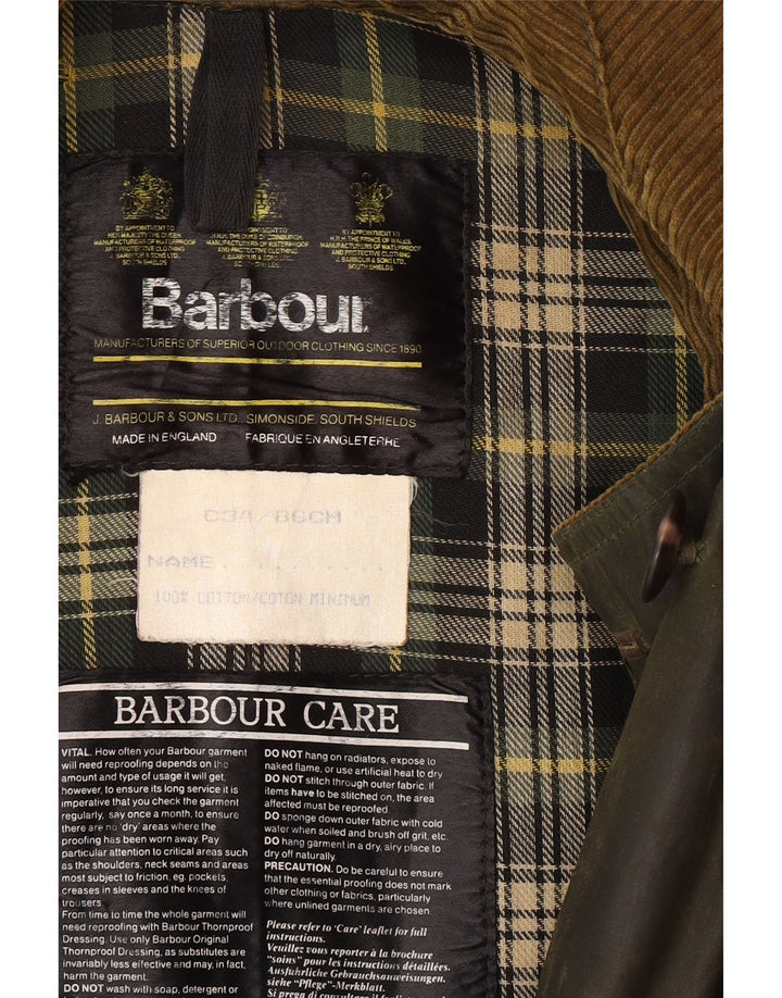 BARBOUR Trench-coat en coton ciré pour femme EU 34 XS Kaki Coton Classique