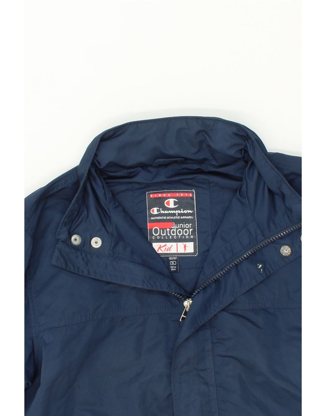 CHAMPION Boys Hooded Rain Jacket 13-14 Years XL Navy Blue Polyester Vintage Champion and Second-Hand Champion from Messina Hembry 