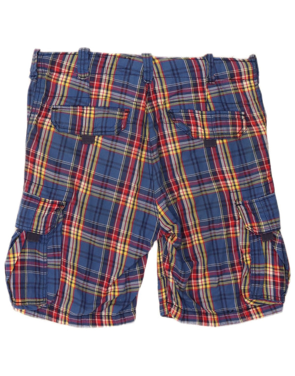 Jack & Jones Mens Cargo Shorts Medium W34 Blue Check Cotton