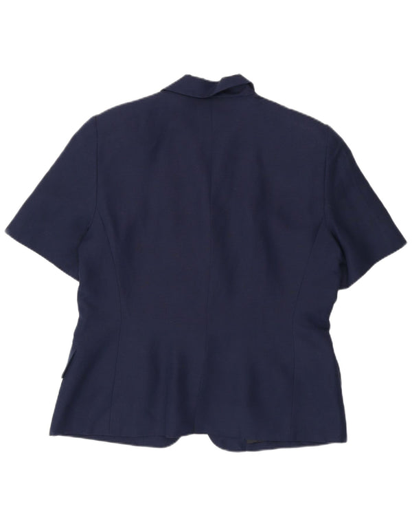 Ferre Womens 001 1 Bouton Veste Blazer à Manches Courtes UK 18 XL Bleu Marine