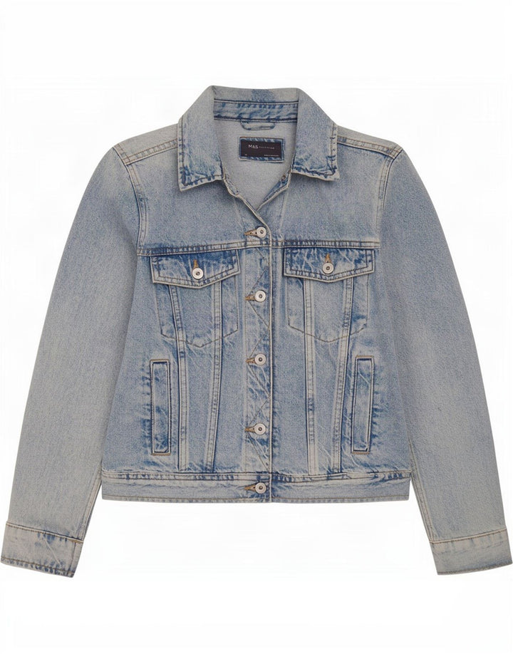 Marks & Spencer Veste en jean pour femme UK 14 Bleu moyen Coton