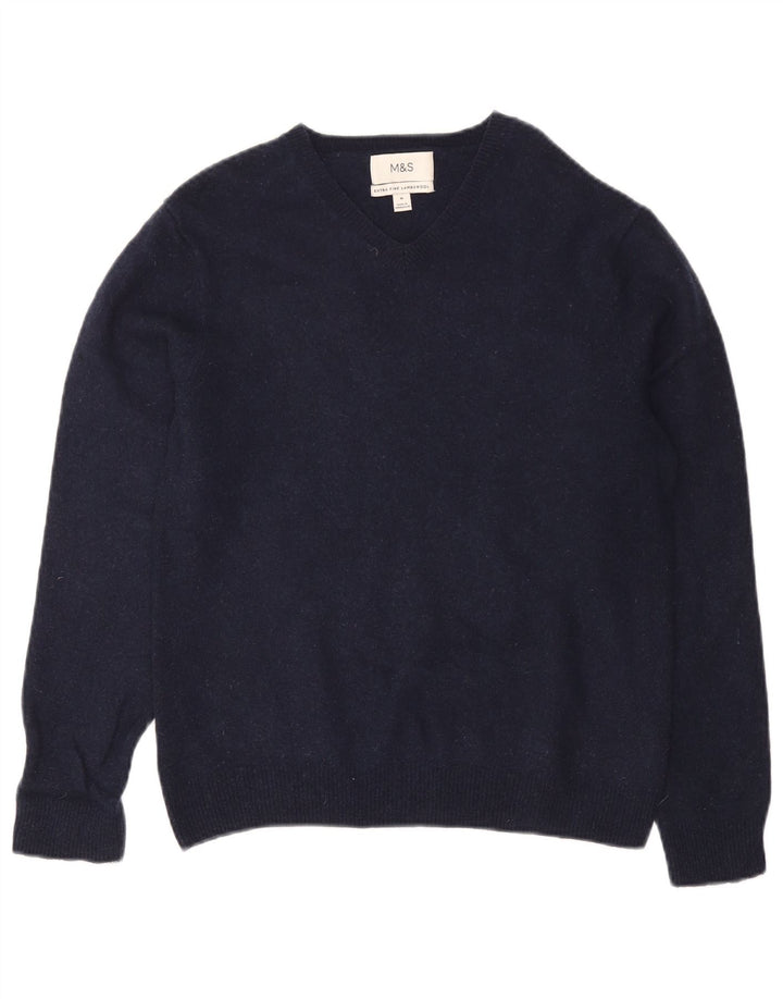 Marks & Spencer Débardeur Vest Homme Bleu Marine Moyen Laine d'Agneau