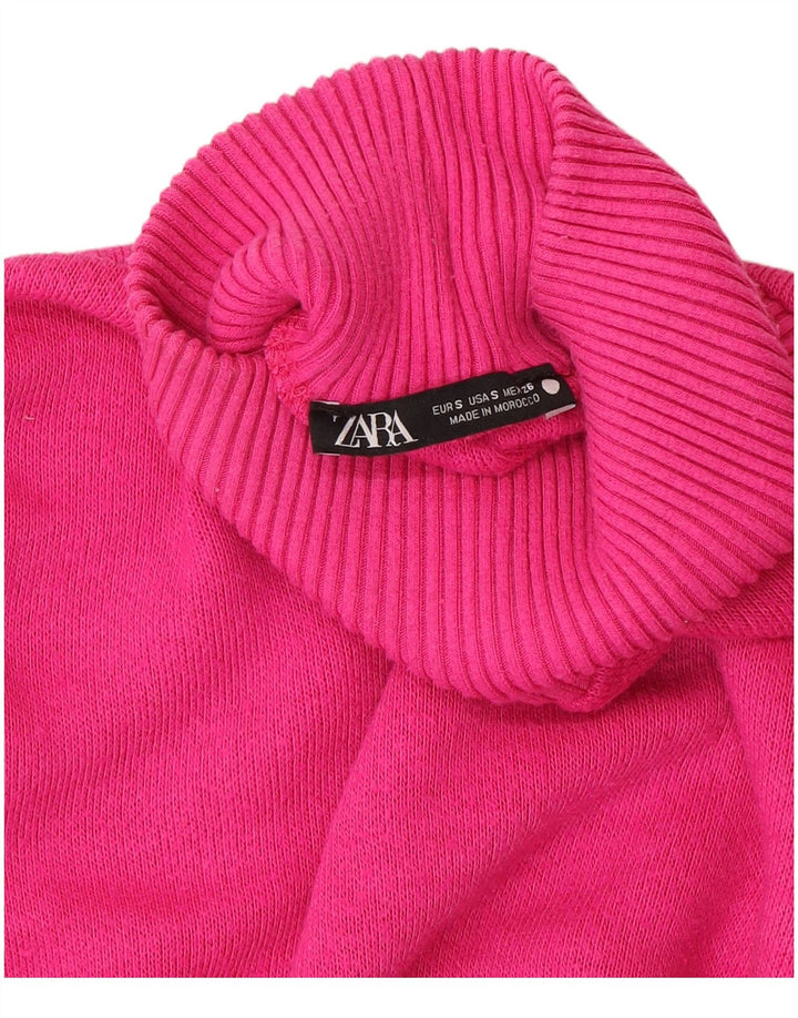 Zara Pull court surdimensionné à col roulé pour femme UK 10 Petit Rose