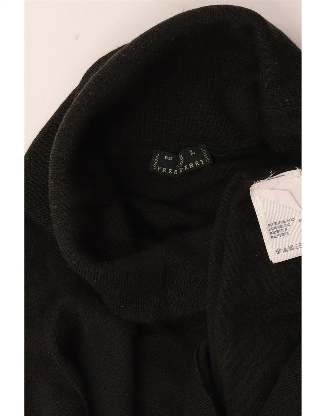 Fred Perry Pull long à col roulé pour femme UK 14 Large Vert