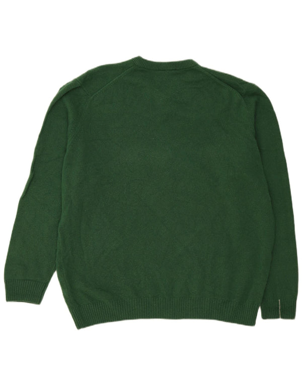 Lacoste Pull classique à col en V pour homme Taille 7 2XL Laine verte