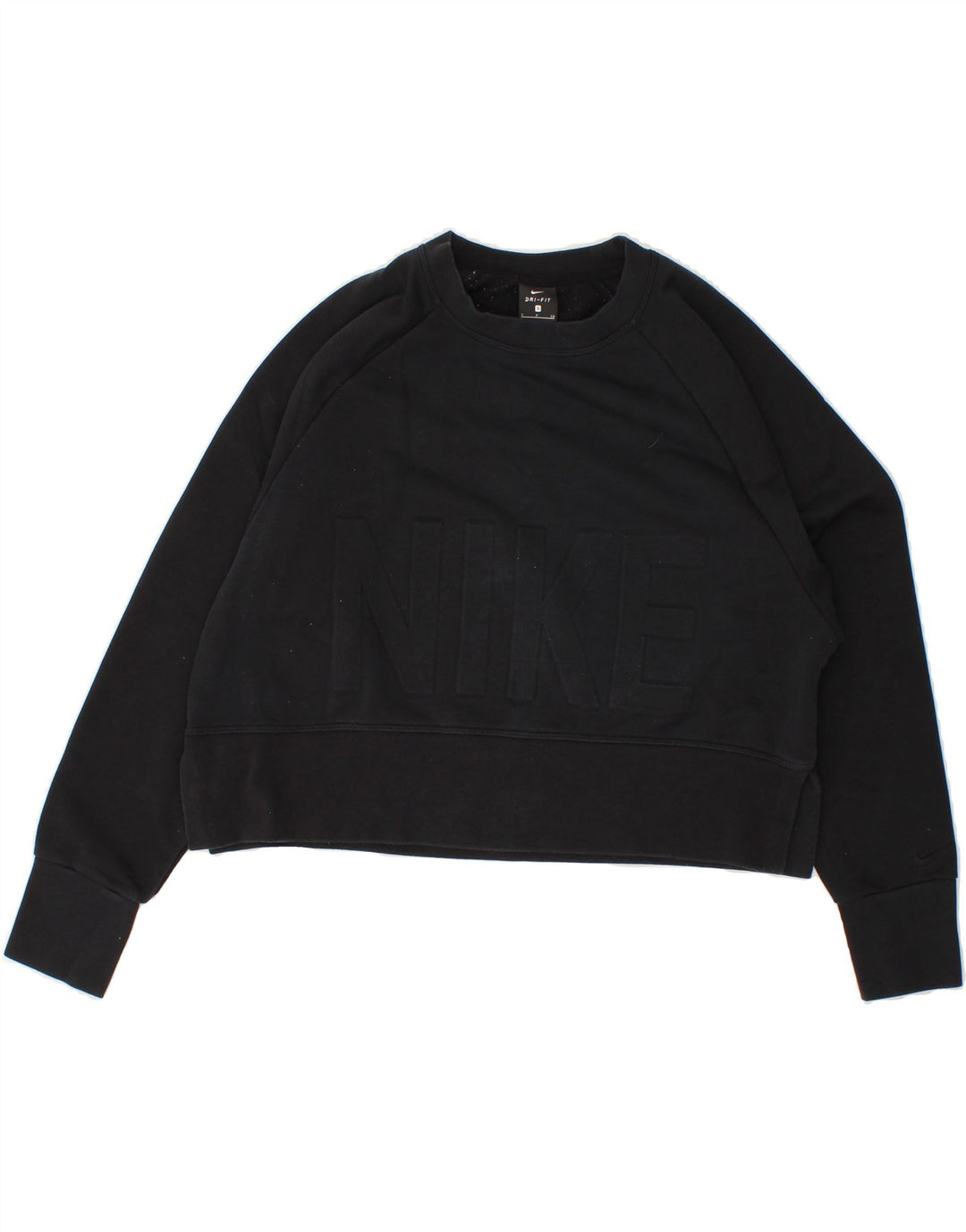 NIKE Womens Dri Fit Oversized Graphic Sweatshirt Jumper UK 10 Small Black Vintage Nike and Second-Hand Nike from Messina Hembry 