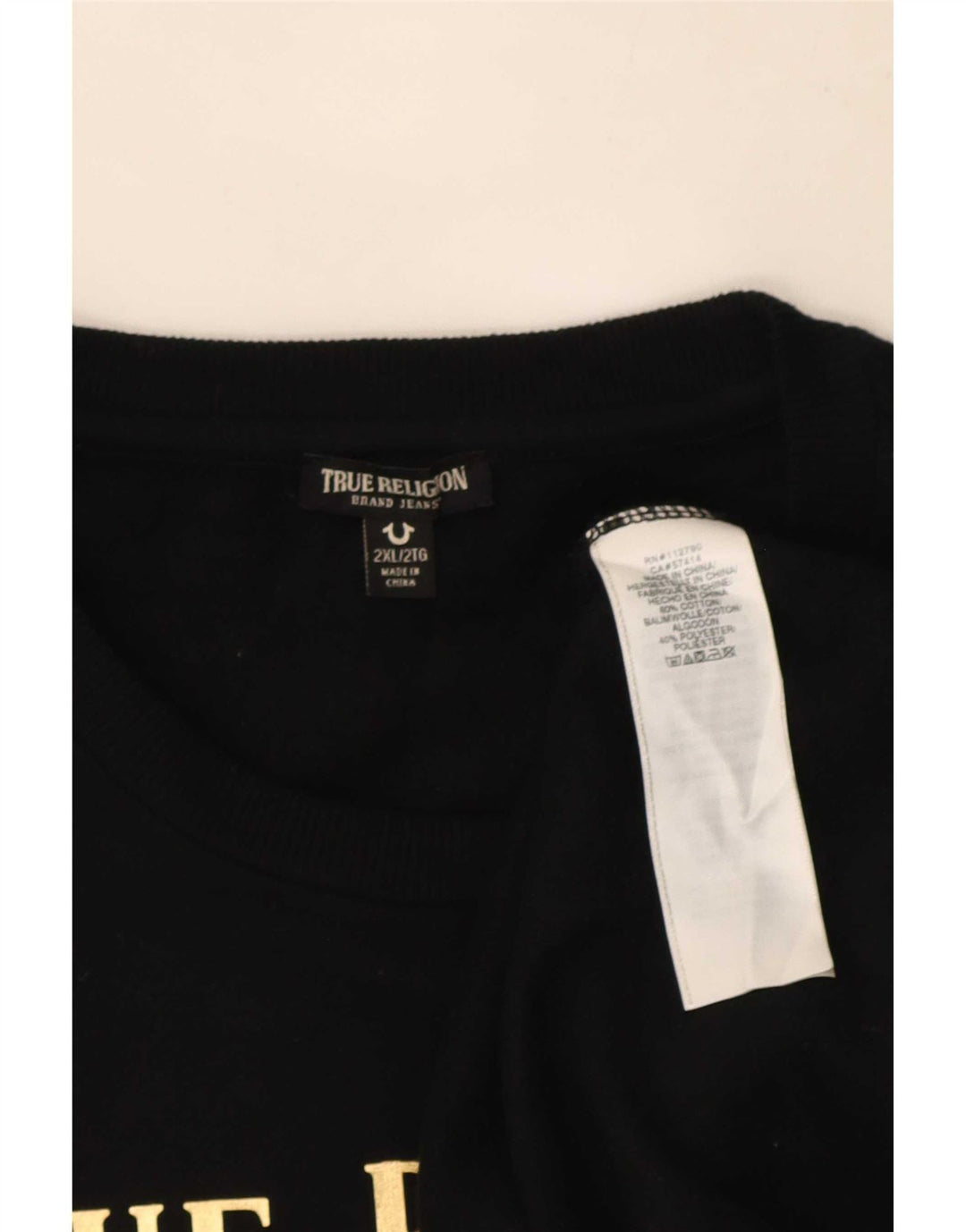 True Religion Sweat-shirt graphique pour homme en coton noir 2XL